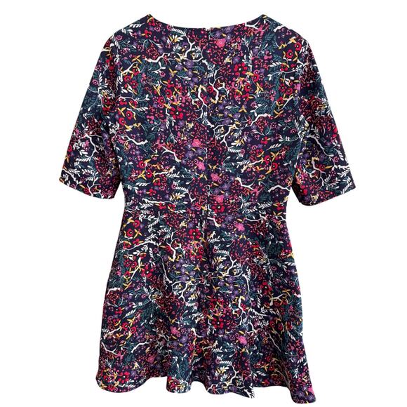 Saloni Celia C Mini Dress NWT Size 10 Dark Floral Print Elbow Sleeve Flare Hem - Picture 7 of 7